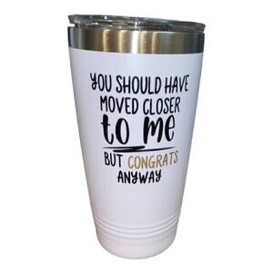 Congratulations Tumbler Gift.  W/straw & straw brush.  Lavender & black‎ 20 oz